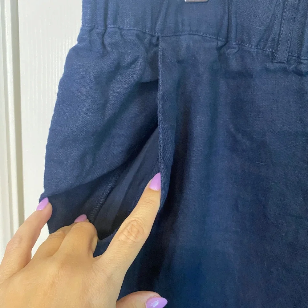 Quince Navy Blue 100% European Linen Pull On Relaxed Pants Womens XL